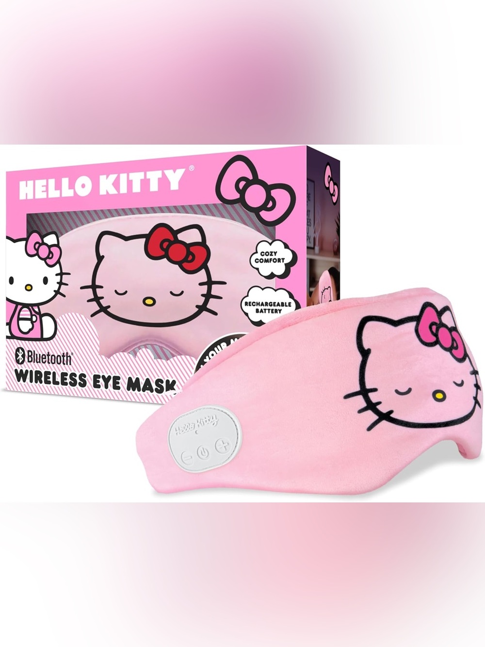 NWT: Hello Kitty Pink Bluetooth Sleep Mask with Bow Design